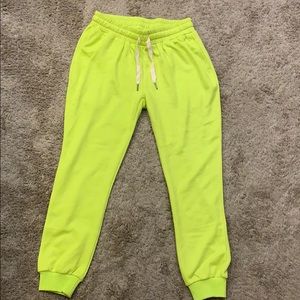 Kittenish lime green sweatpants